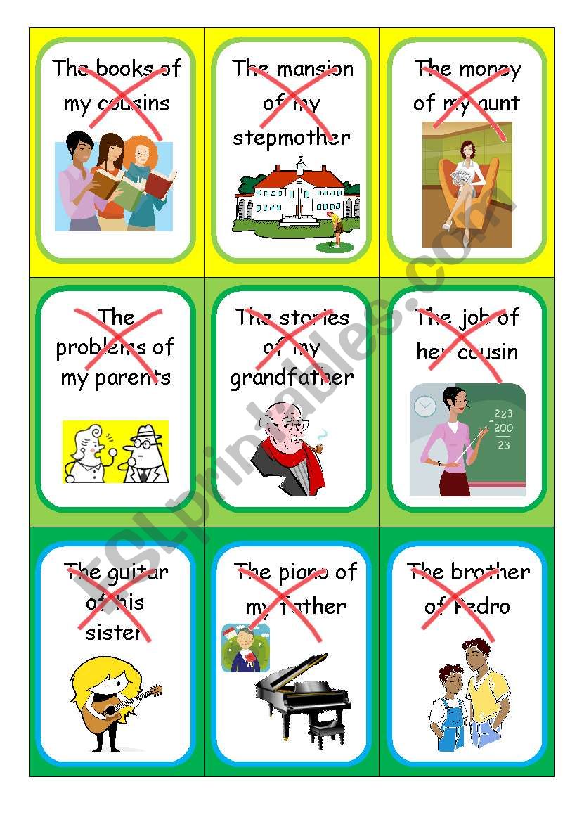 The Possessive Case Speaking Cards I ESL Worksheet By Fernandez