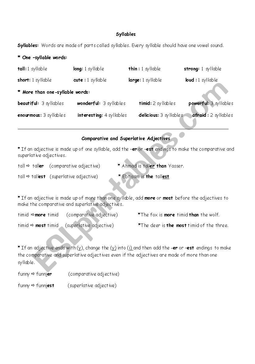 Comparative and Superlative Adjectives