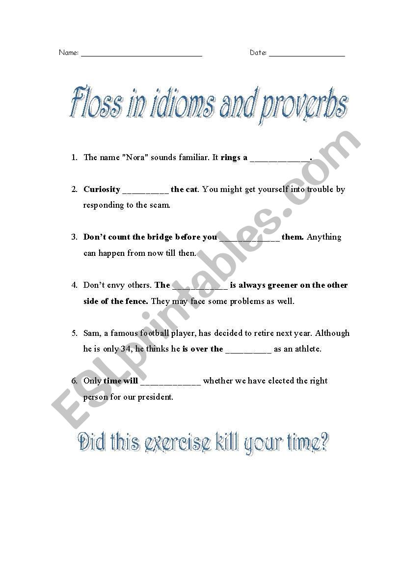 Floss rules in proverbs worksheet