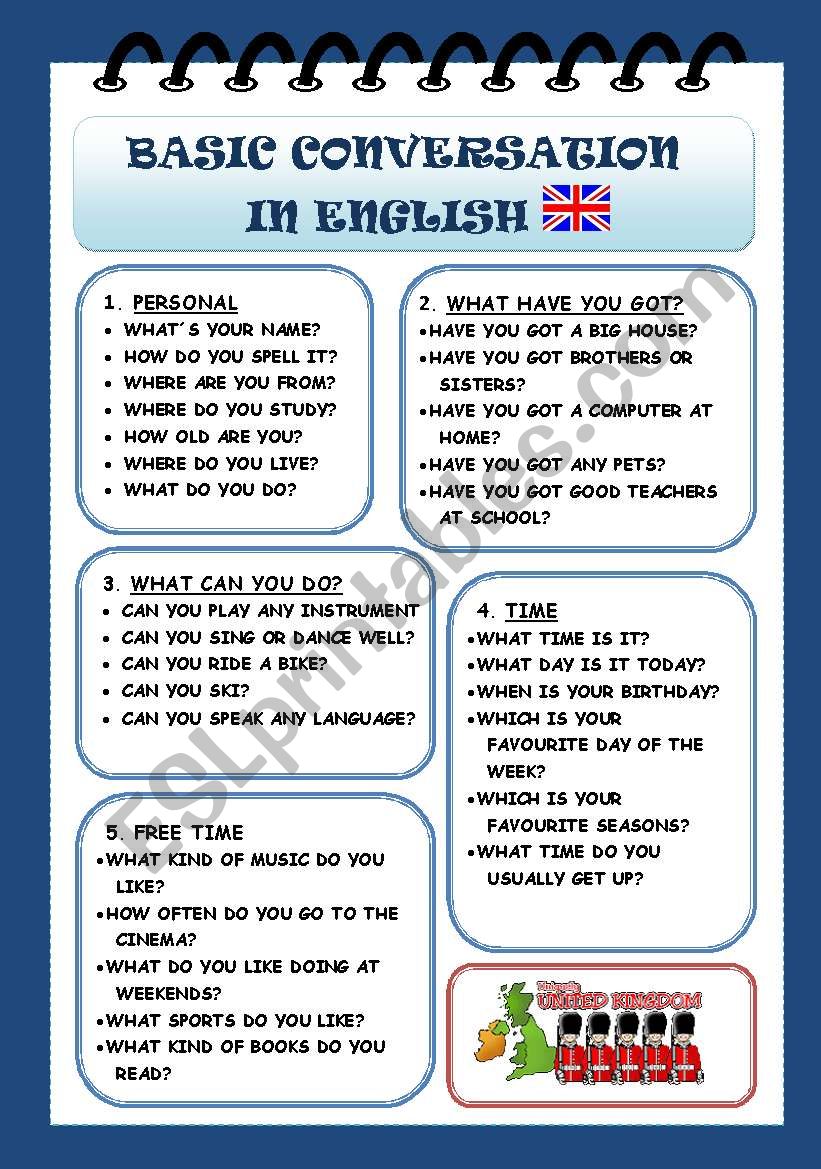 English Conversation For Beginners Worksheets