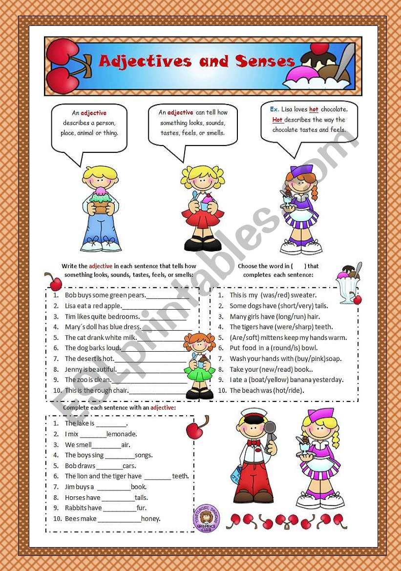 Adjectives And Senses ESL Worksheet By VaneV