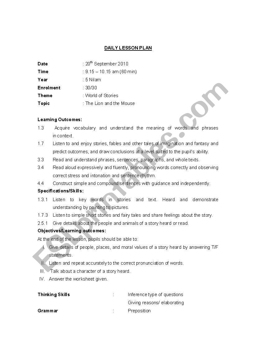 world of stories worksheet