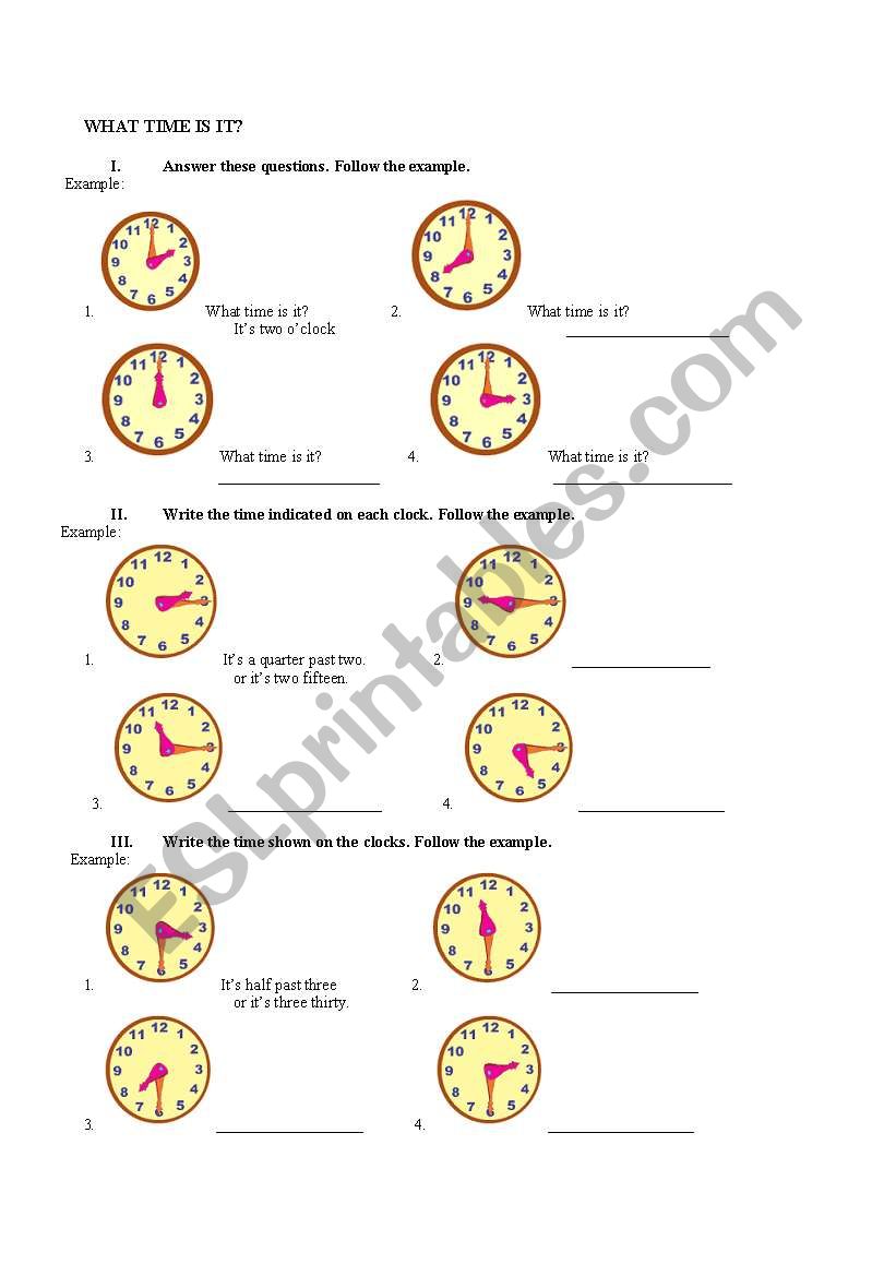 What time is it? worksheet