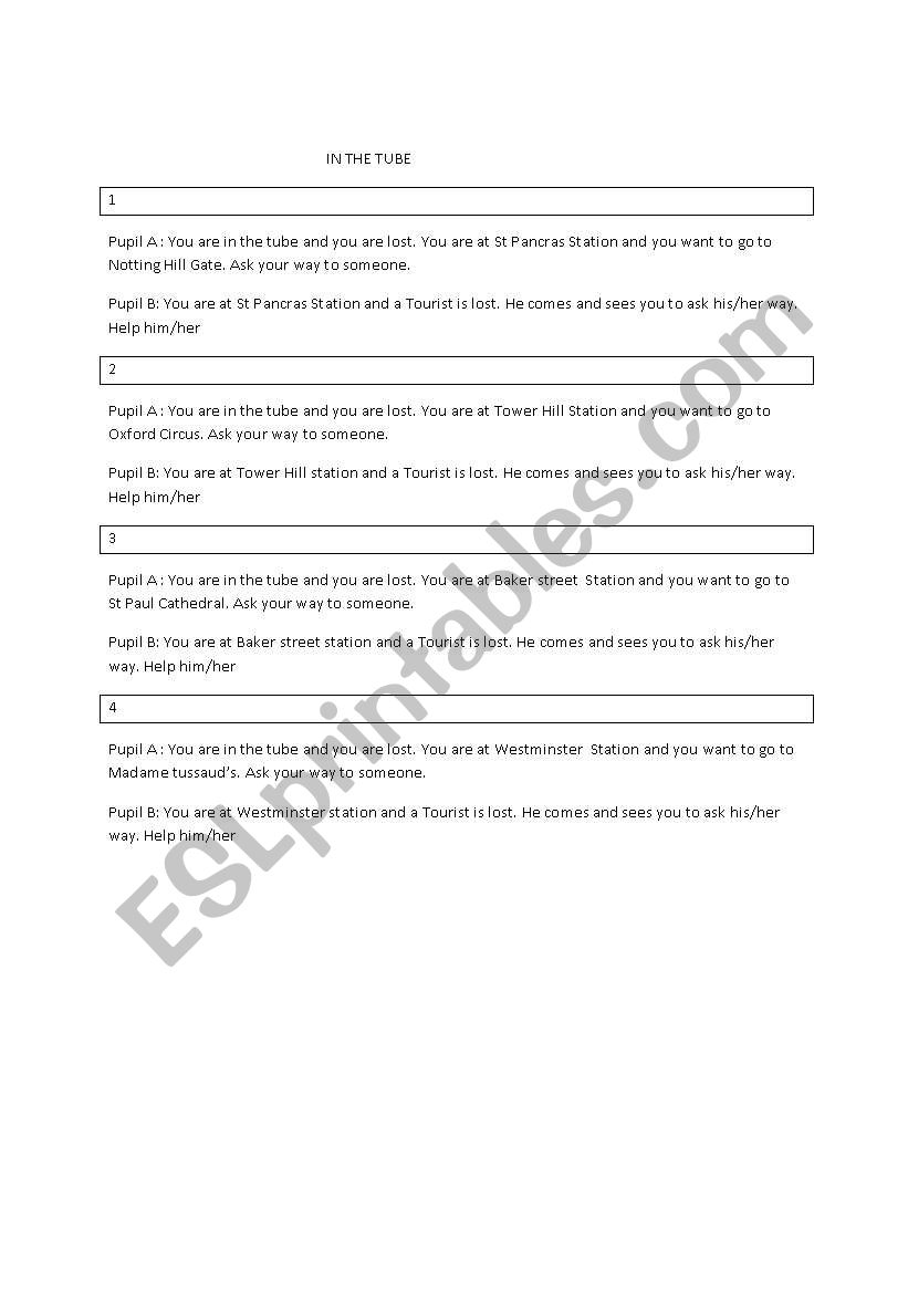 giving directions worksheet