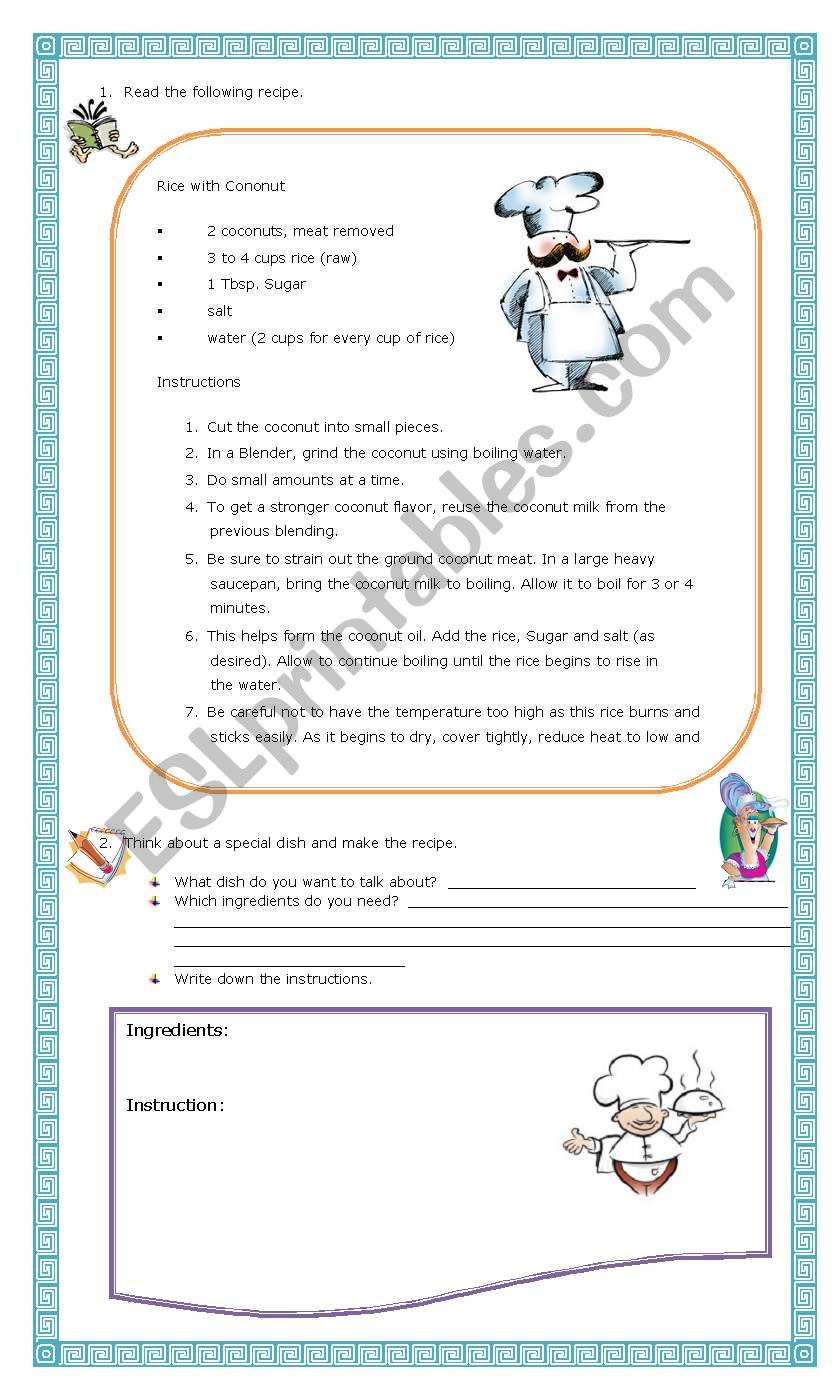 Food 4th part worksheet