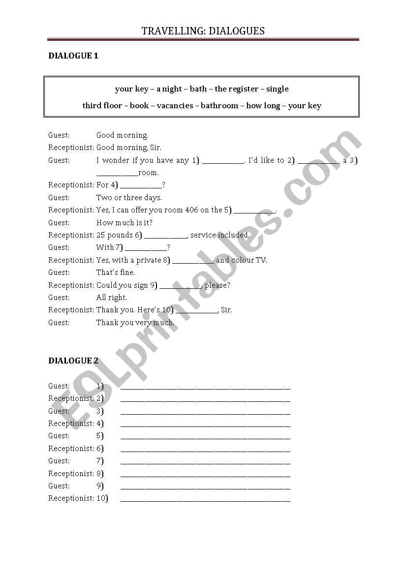 Travelling - vocabulary & exercises