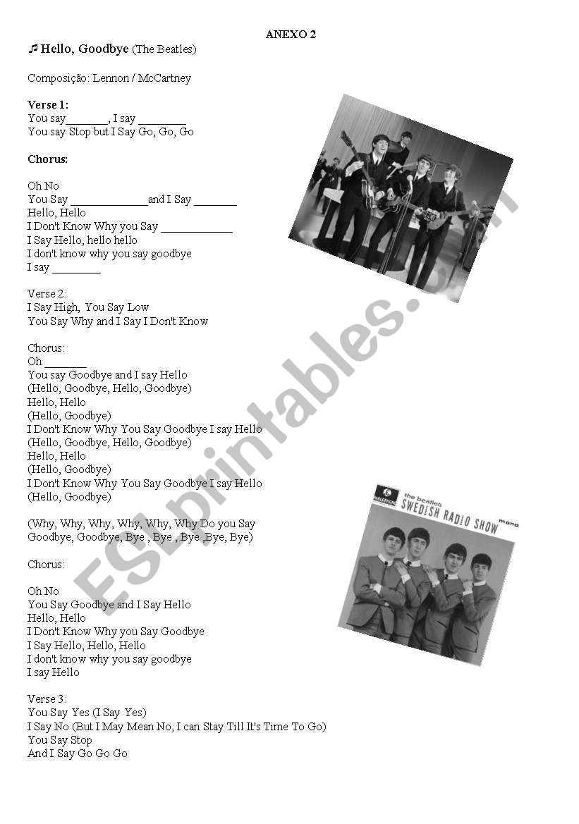 Hello The Beatles worksheet