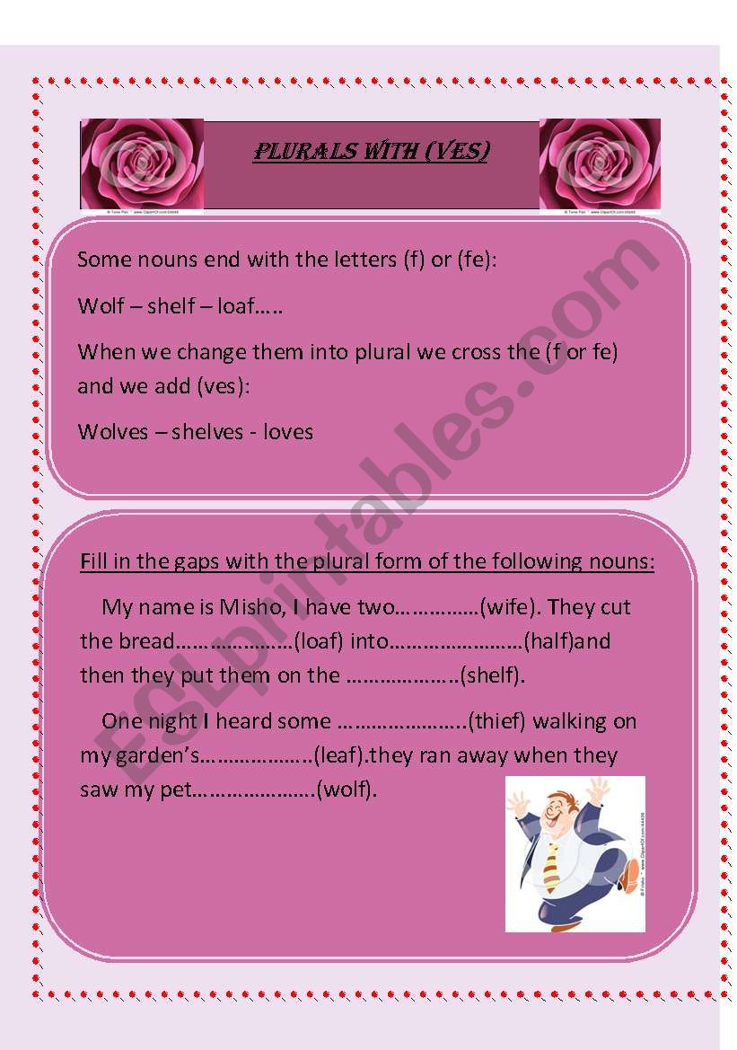 Plurals Of Nouns Ending With F Or Fe ESL Worksheet By ALI ALI