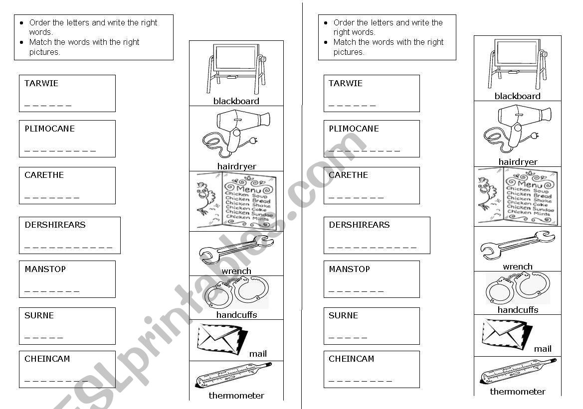 jobs and tools worksheet