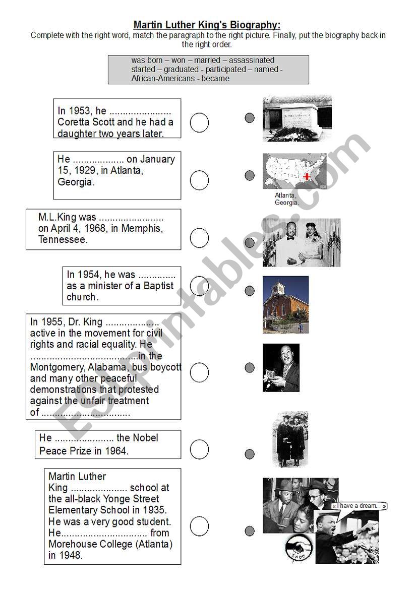 Martin Luther King Jr s biography - past simple