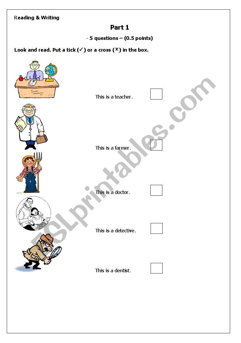 Professions worksheet