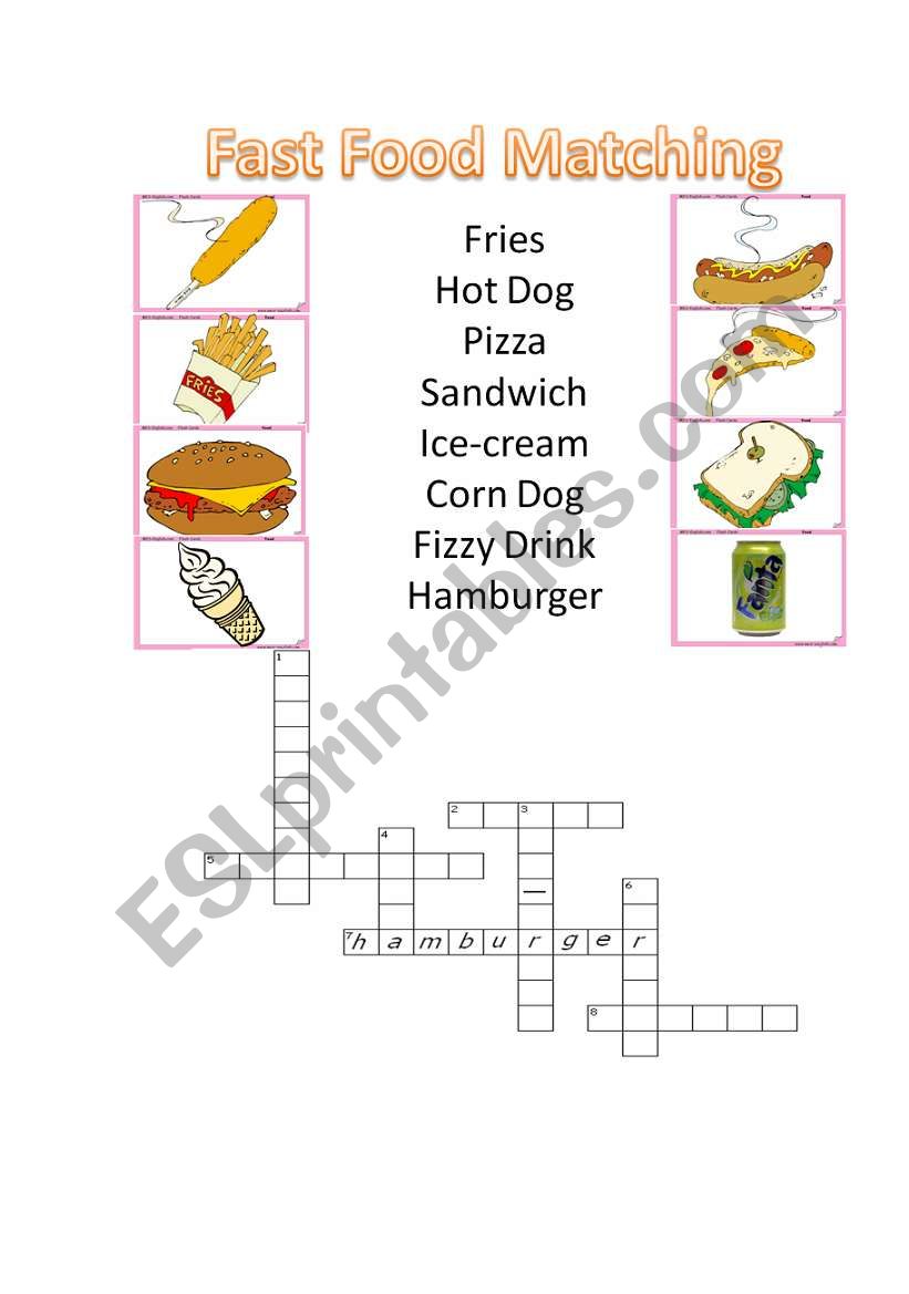 Fast Food Matching worksheet