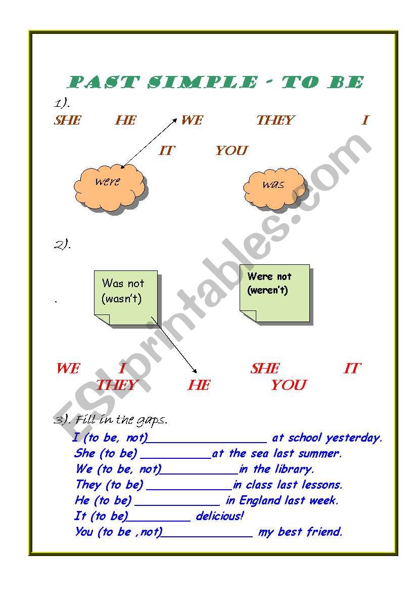 past simple to be worksheet