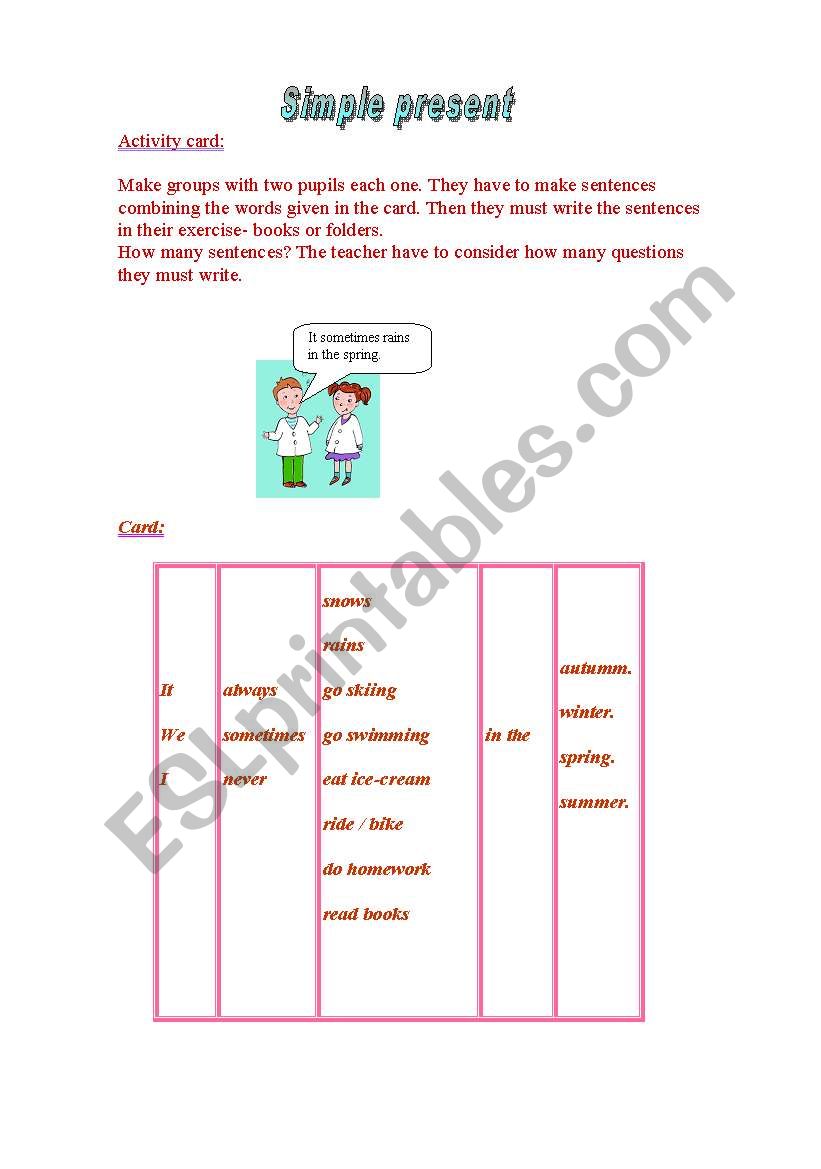  simple present worksheet