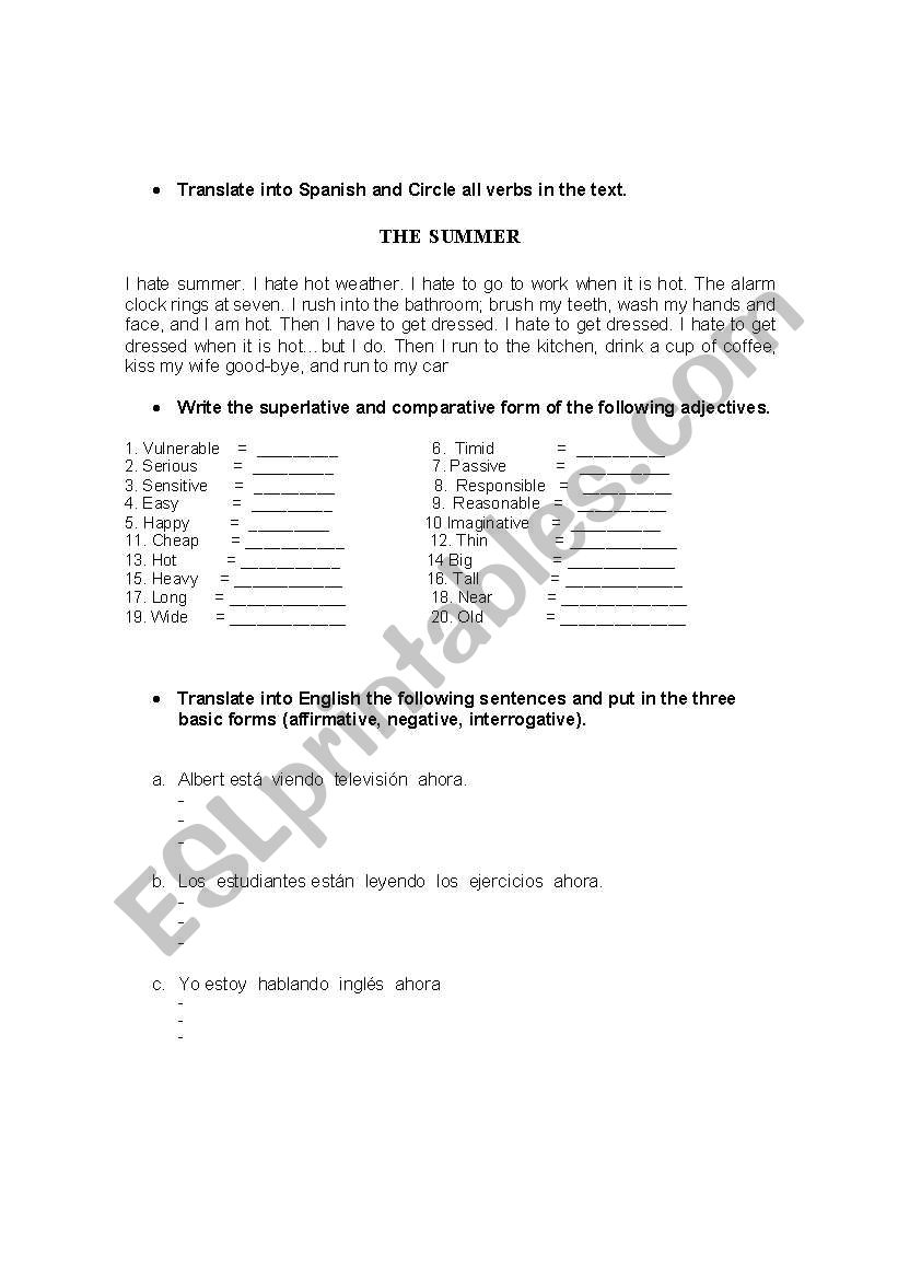 TASK worksheet