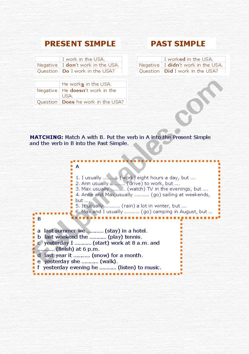 Present Simple and Past Simple (regular verbs)