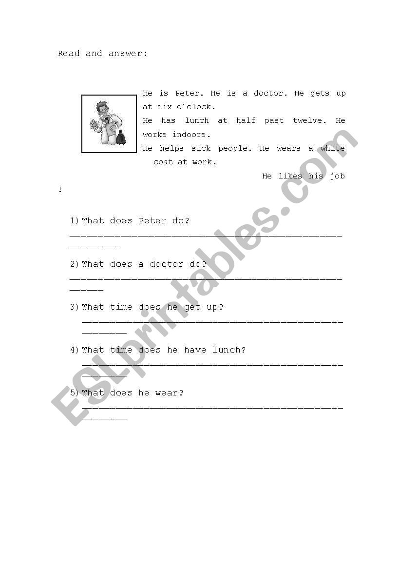 Read and answer worksheet