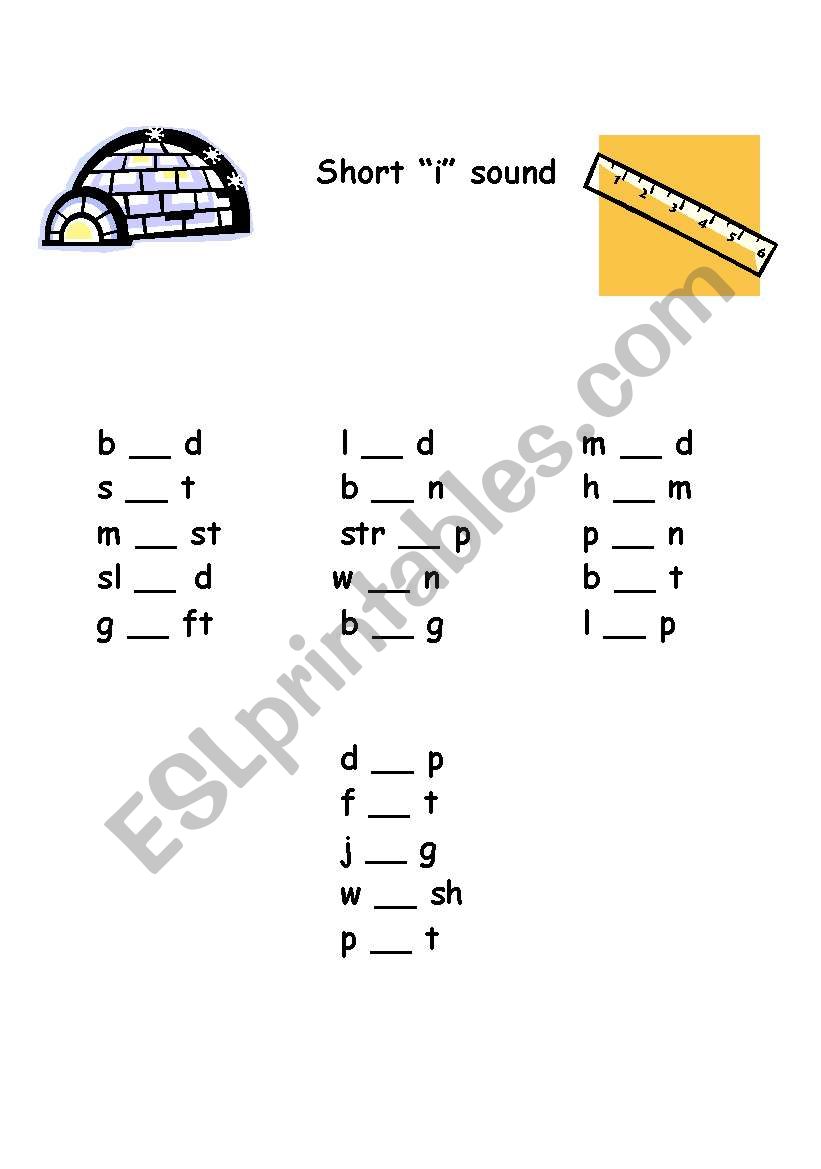 Short i Review worksheet