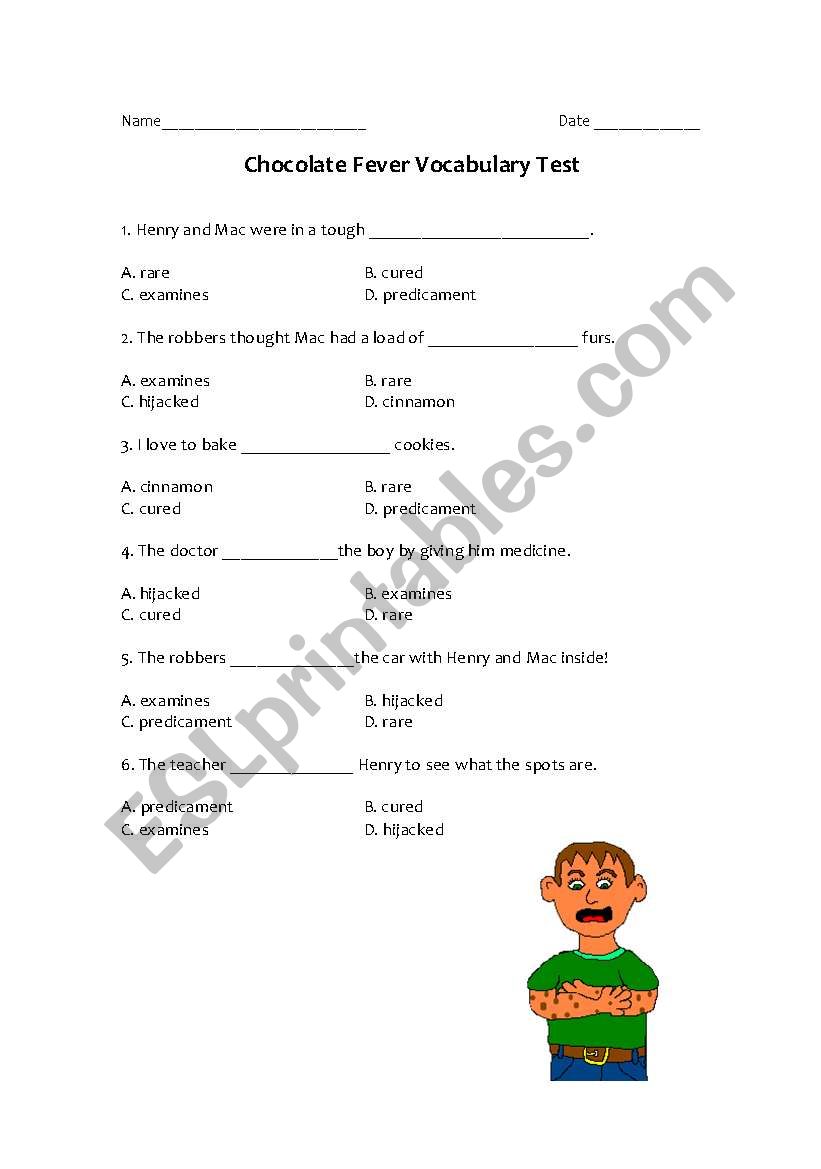 Chocolate Fever Quiz worksheet