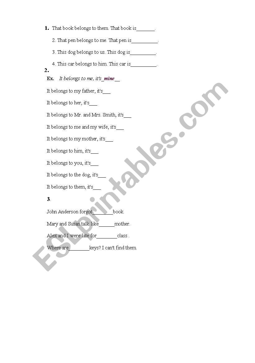 test -possessives worksheet