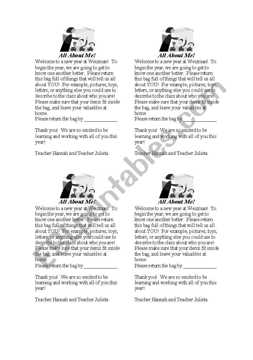 All About ME! worksheet