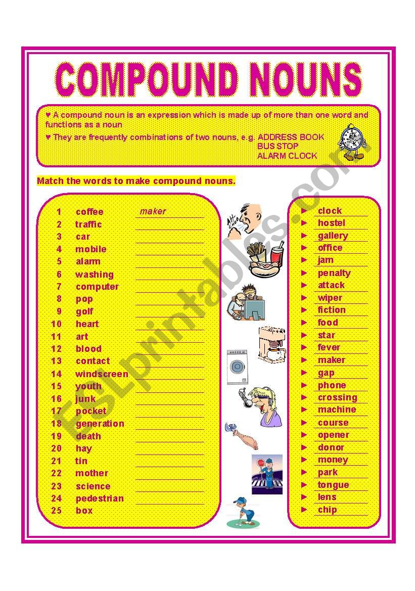 COMPOUND NOUNS ESL Worksheet By Jecika