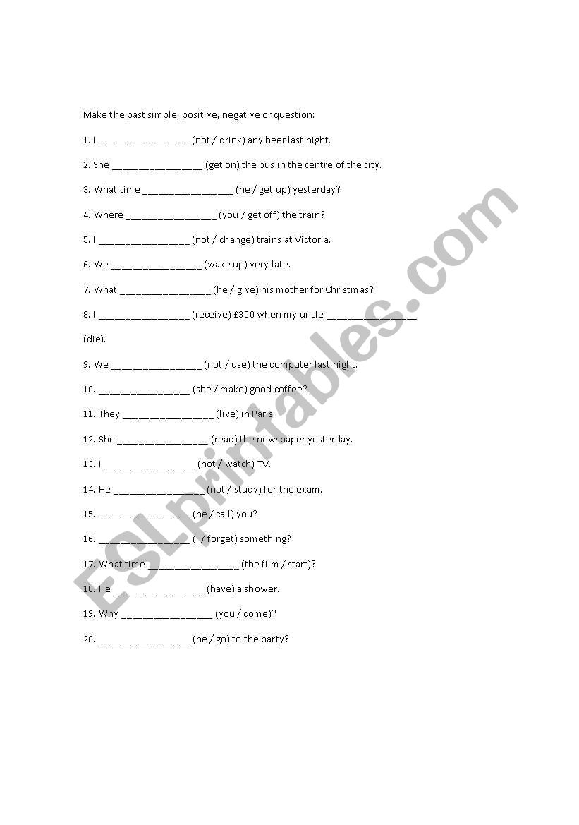 Present Simple Tense worksheet