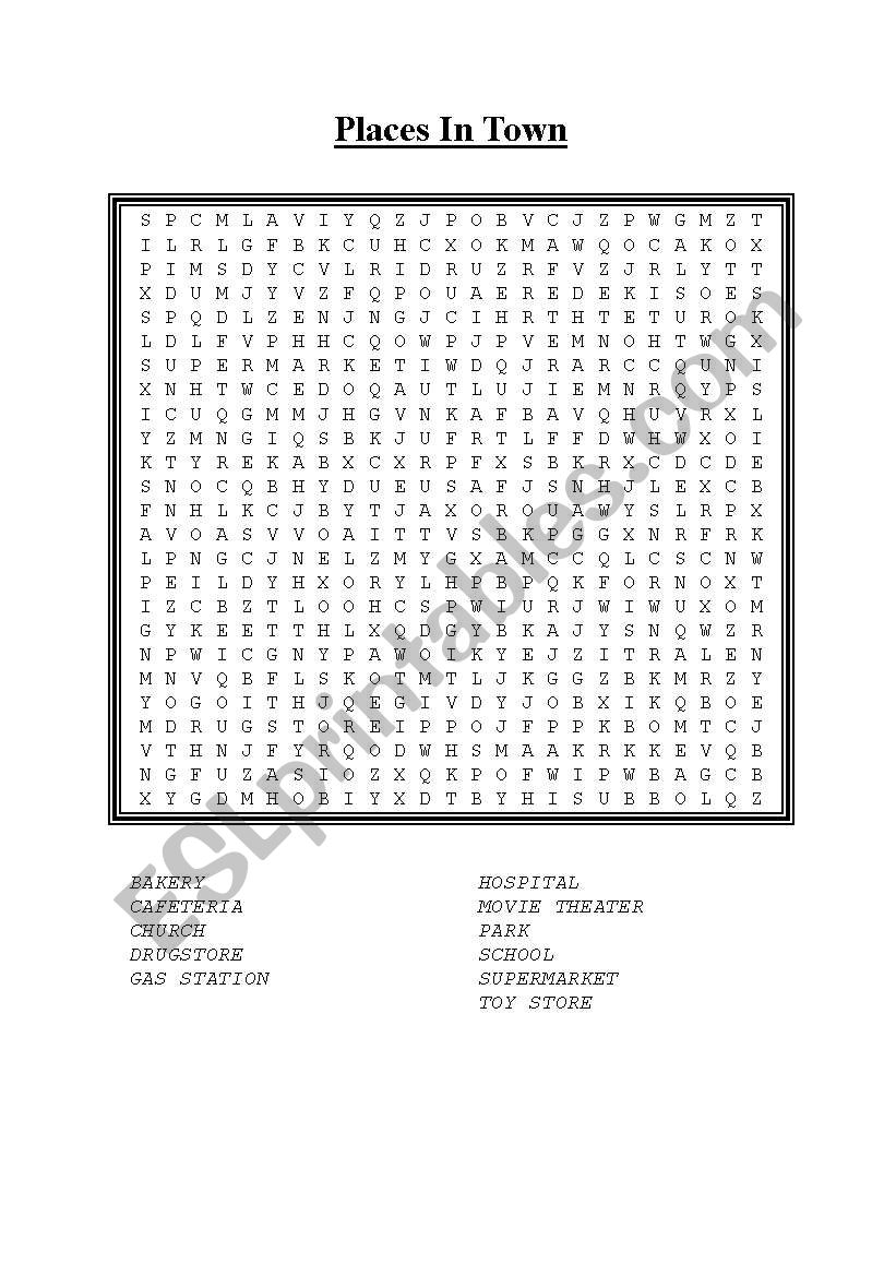 Places In Town worksheet