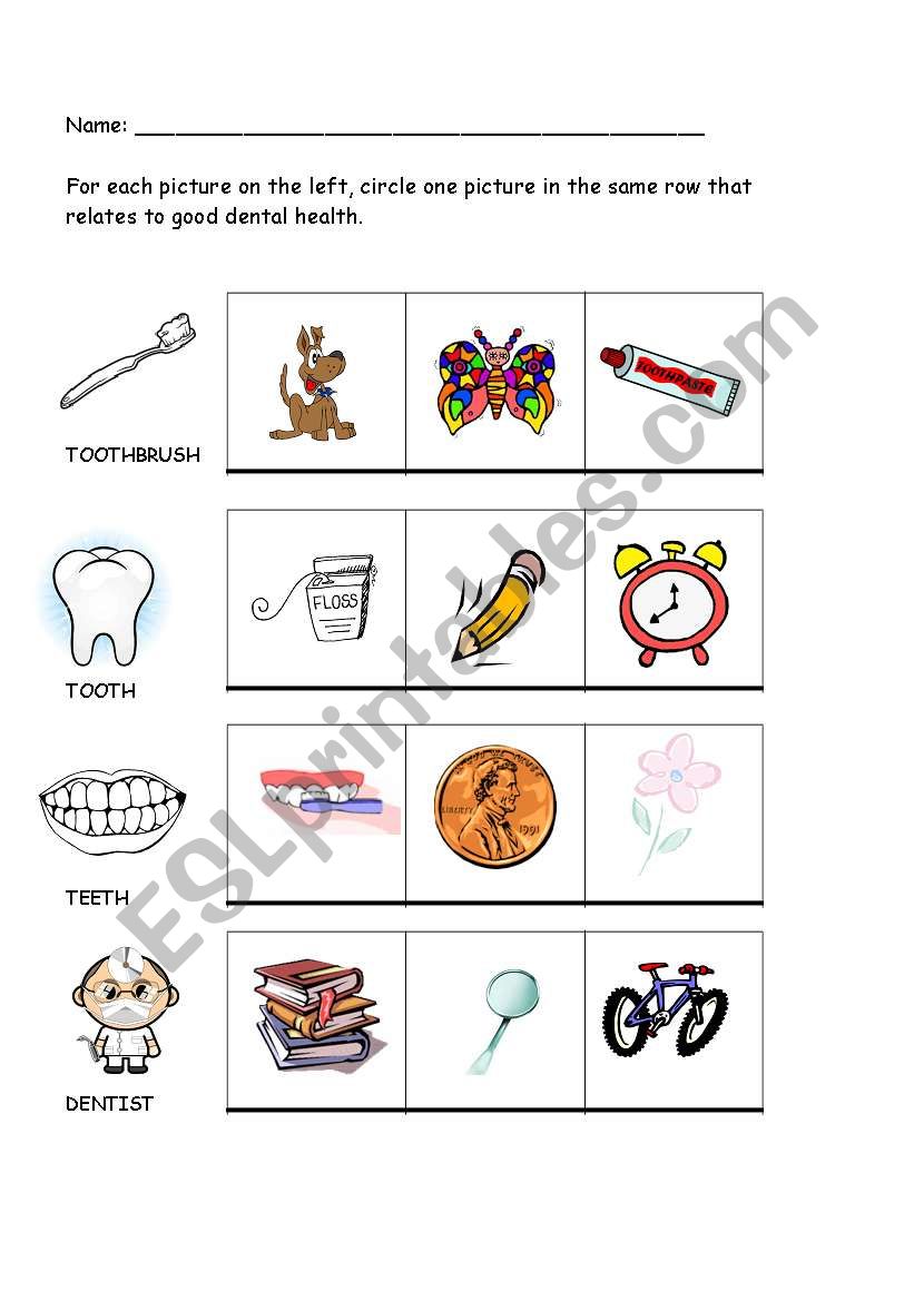 English worksheets: Dental Health