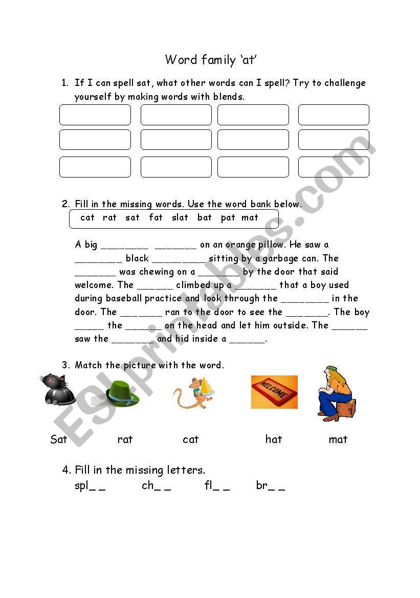 word family at worksheet