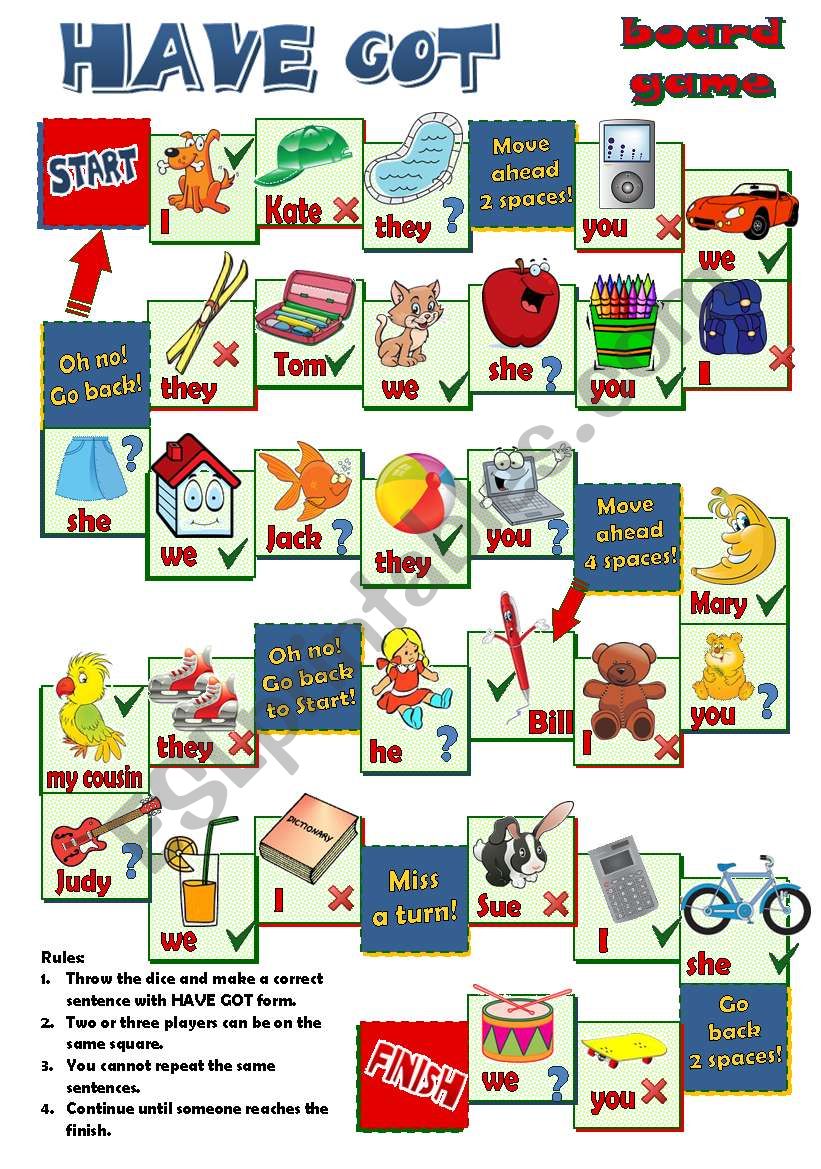 Has Got Have Got Boardgame English Esl Worksheets For