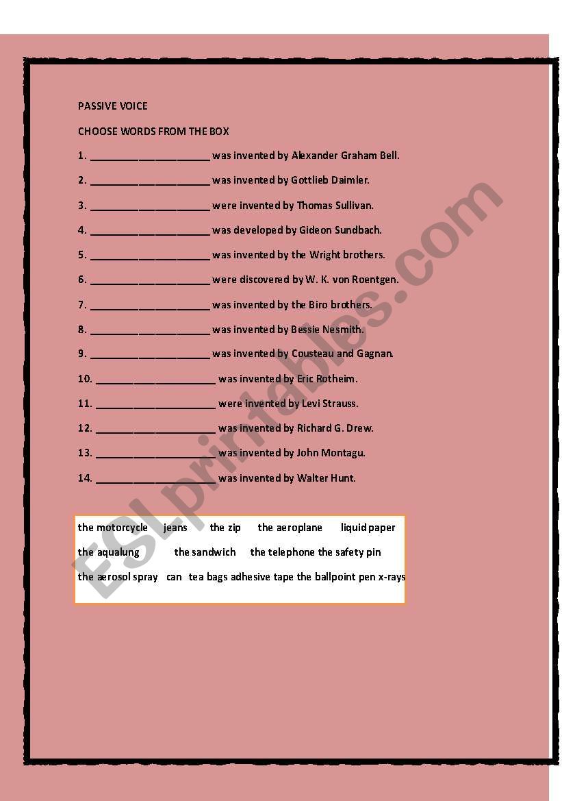 PASSIVE VOICE worksheet