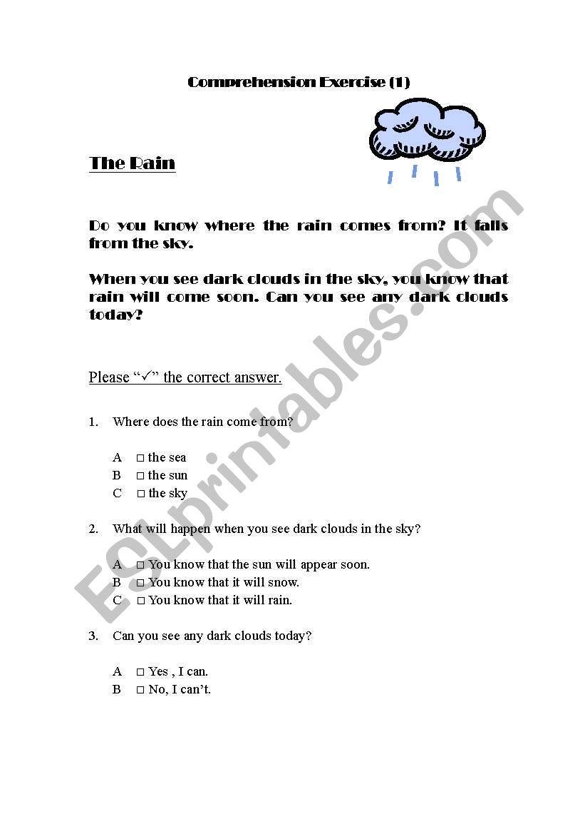 Comprehension Exercise 1: Rain