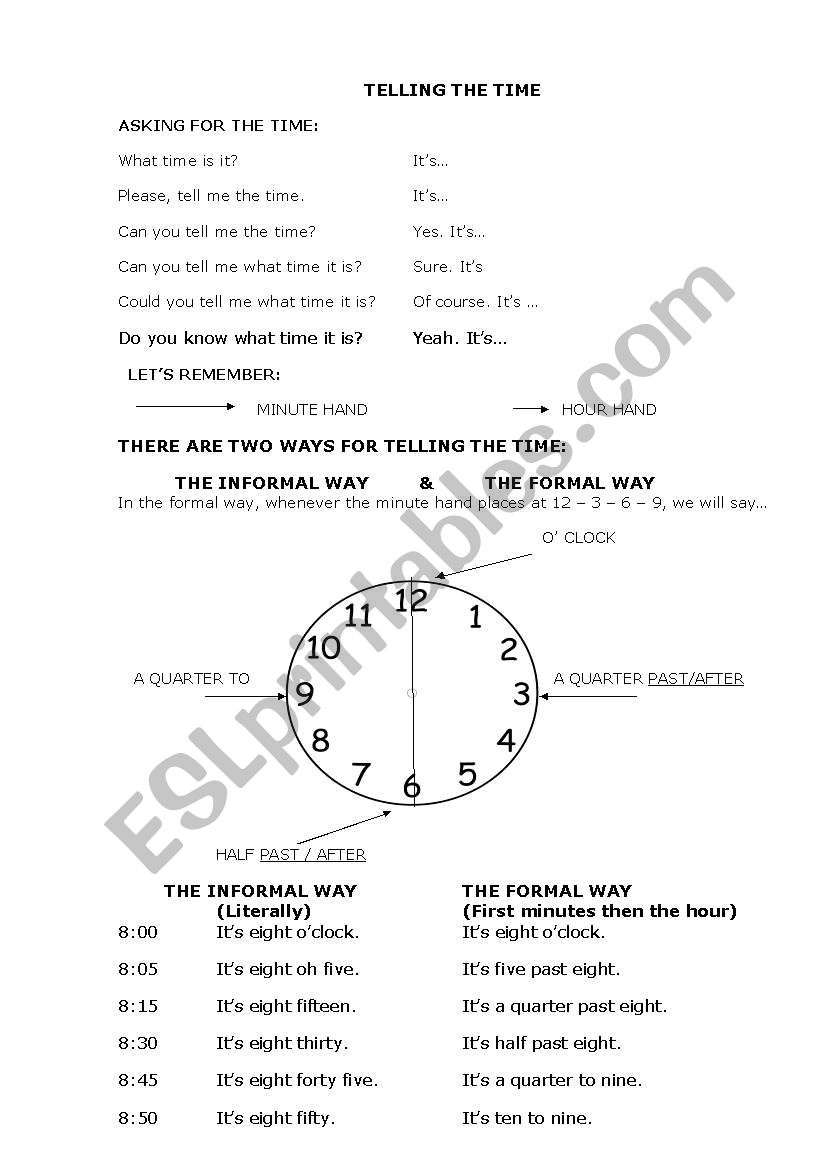 The time worksheet