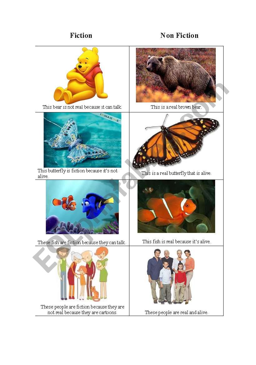 Fiction vrs. Non Fiction worksheet