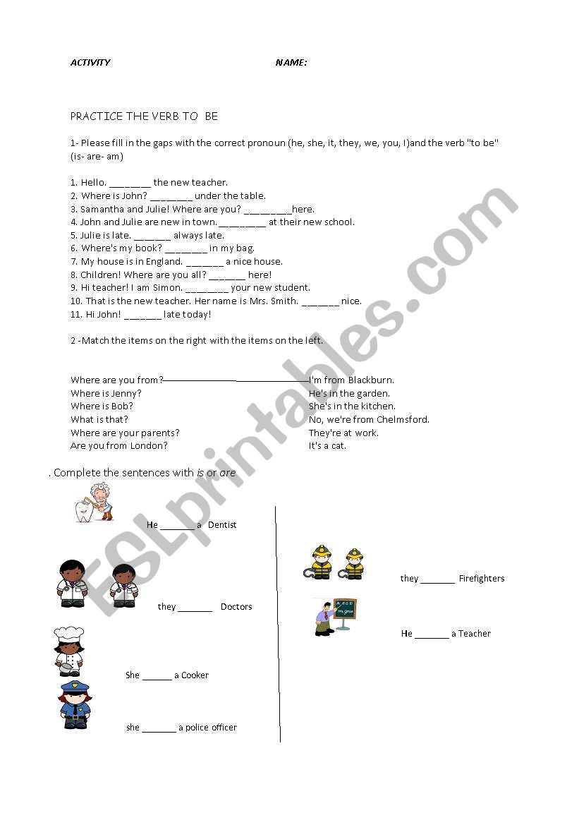 verb to be exercise worksheet