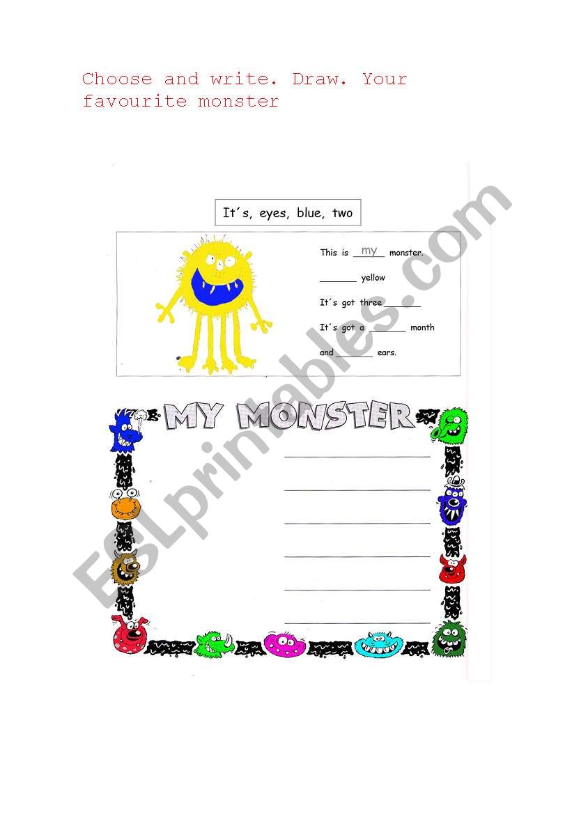 My monster worksheet