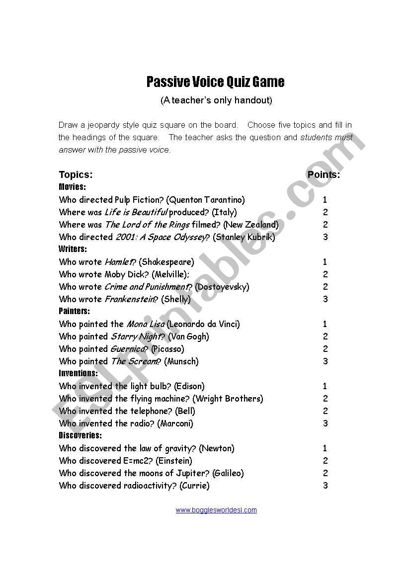 PASSIVE VOICE worksheet