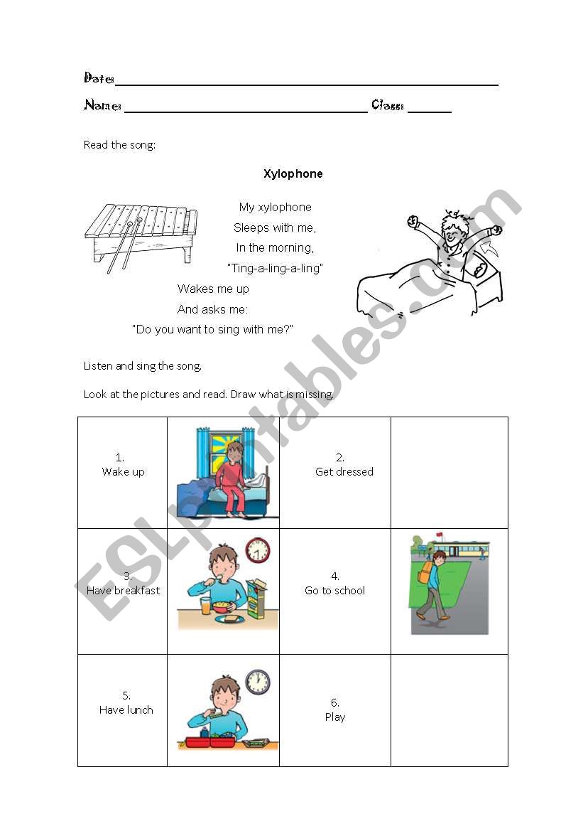 Daily routines worksheet