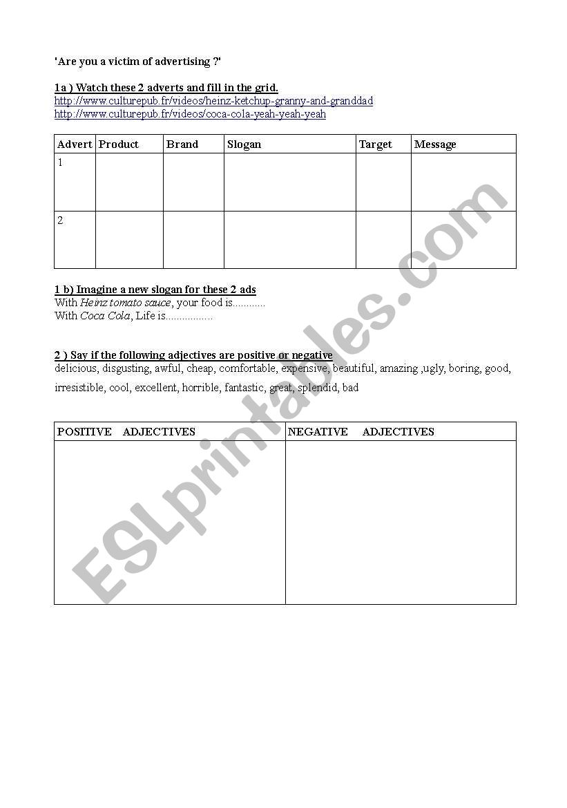 ADVERTS  worksheet