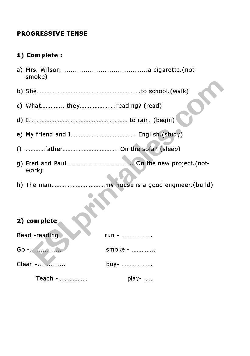 present continuous worksheet