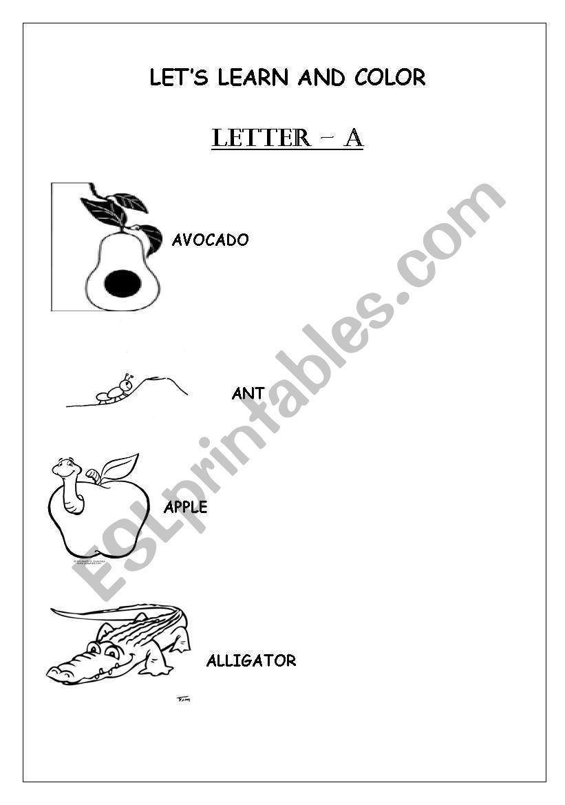 The Alphabet - Letter A worksheet