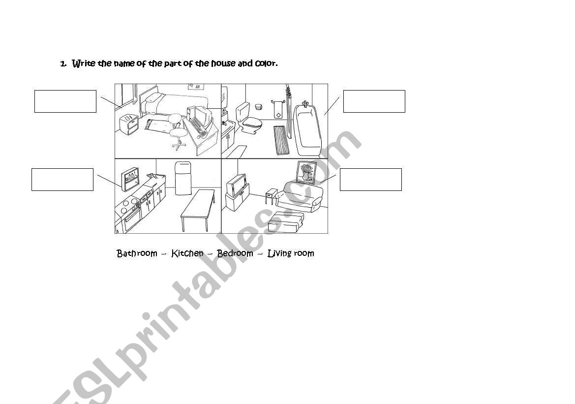 English Worksheets Parts Of The House