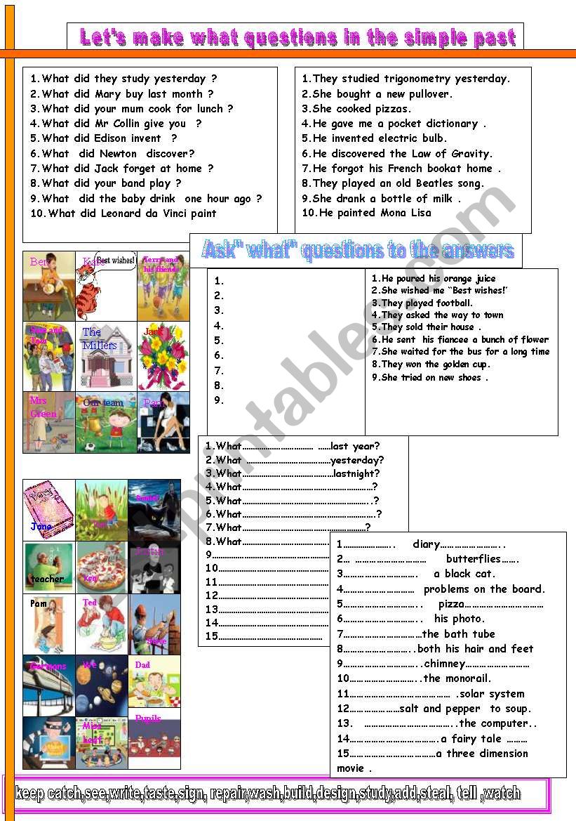 LET´S MAKE WHAT QUESTIONS IN THE SIMPLE PAST - ESL worksheet by epit