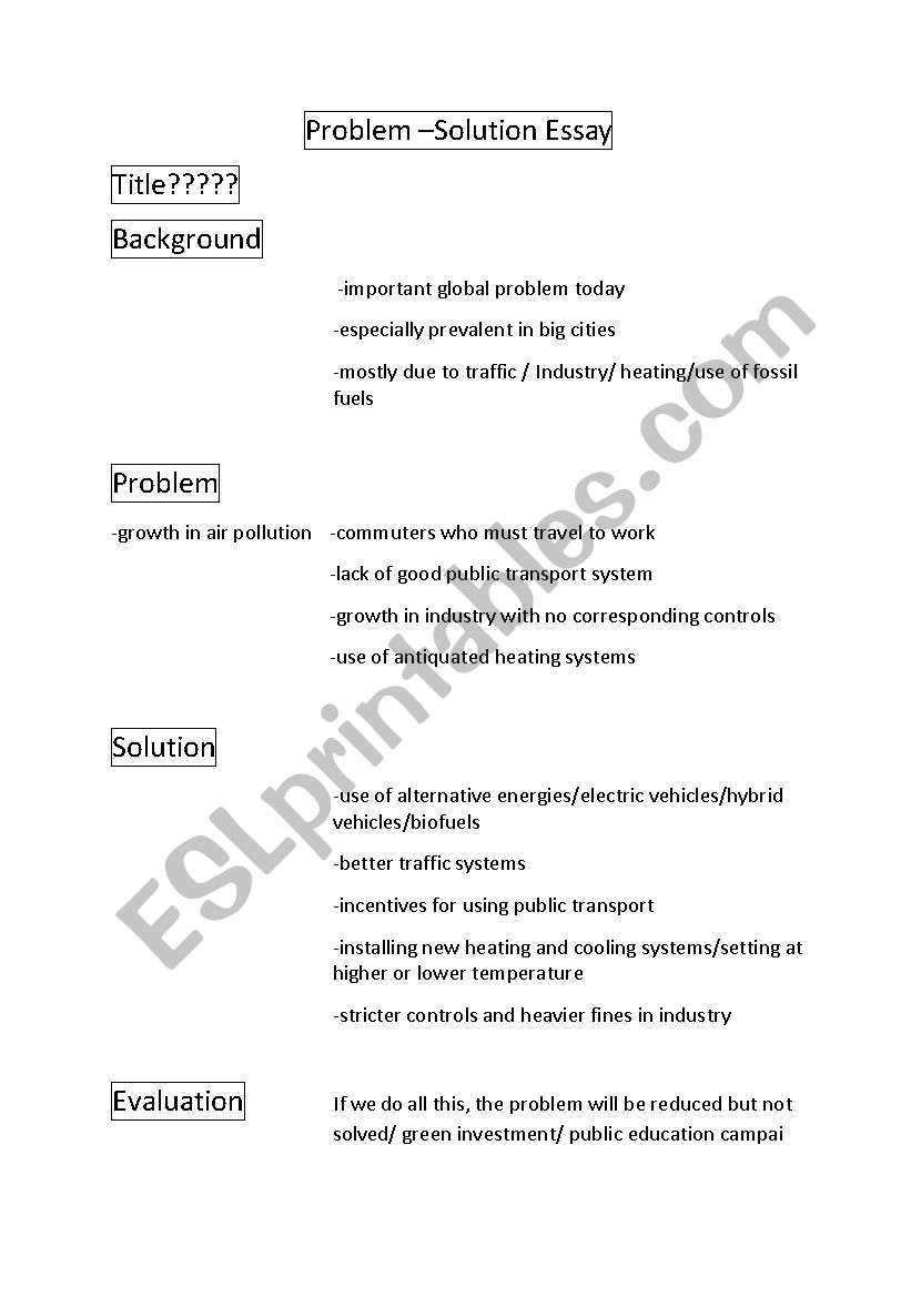 Academic English- Problem-Solution Essay