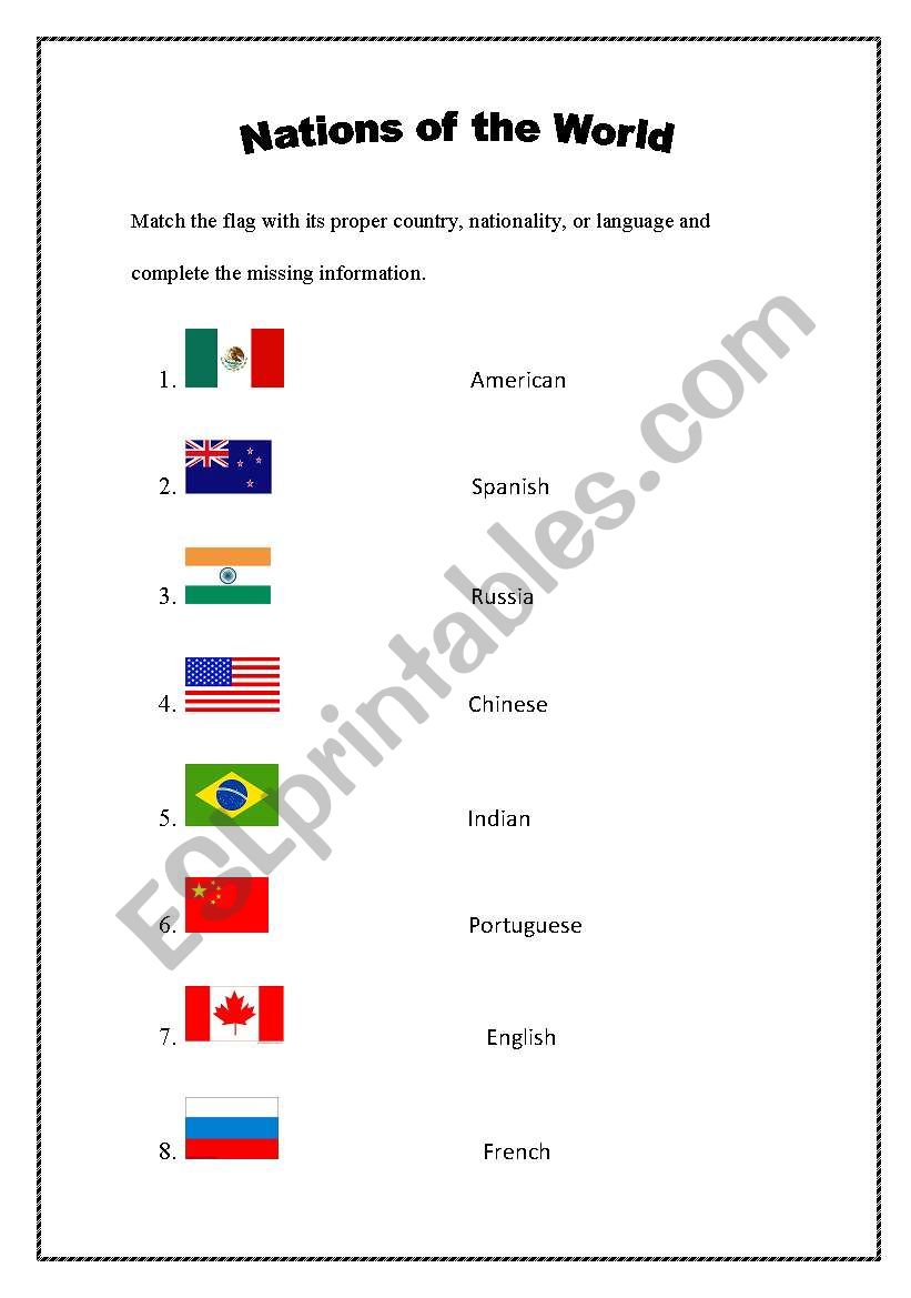 English Worksheets: Nations Of The World Part 2