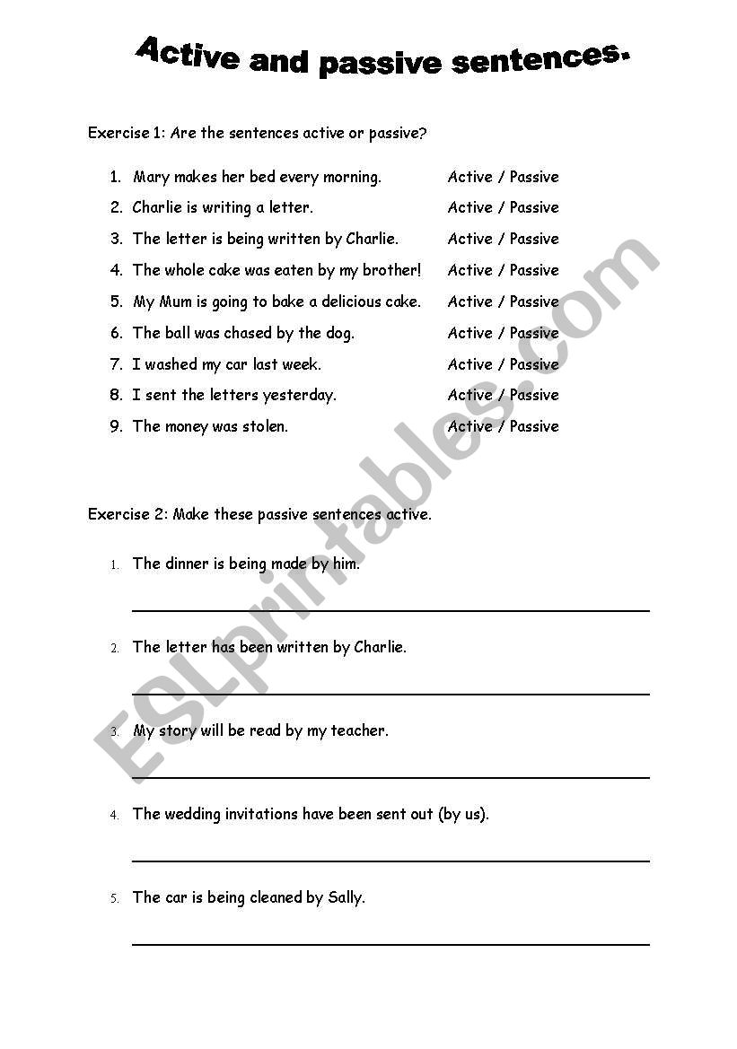 Active And Passive Voice Exercises With Answers