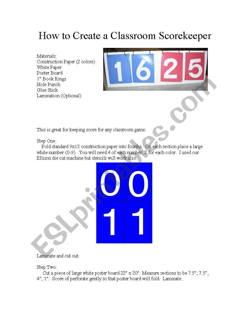 scorekeeper worksheet