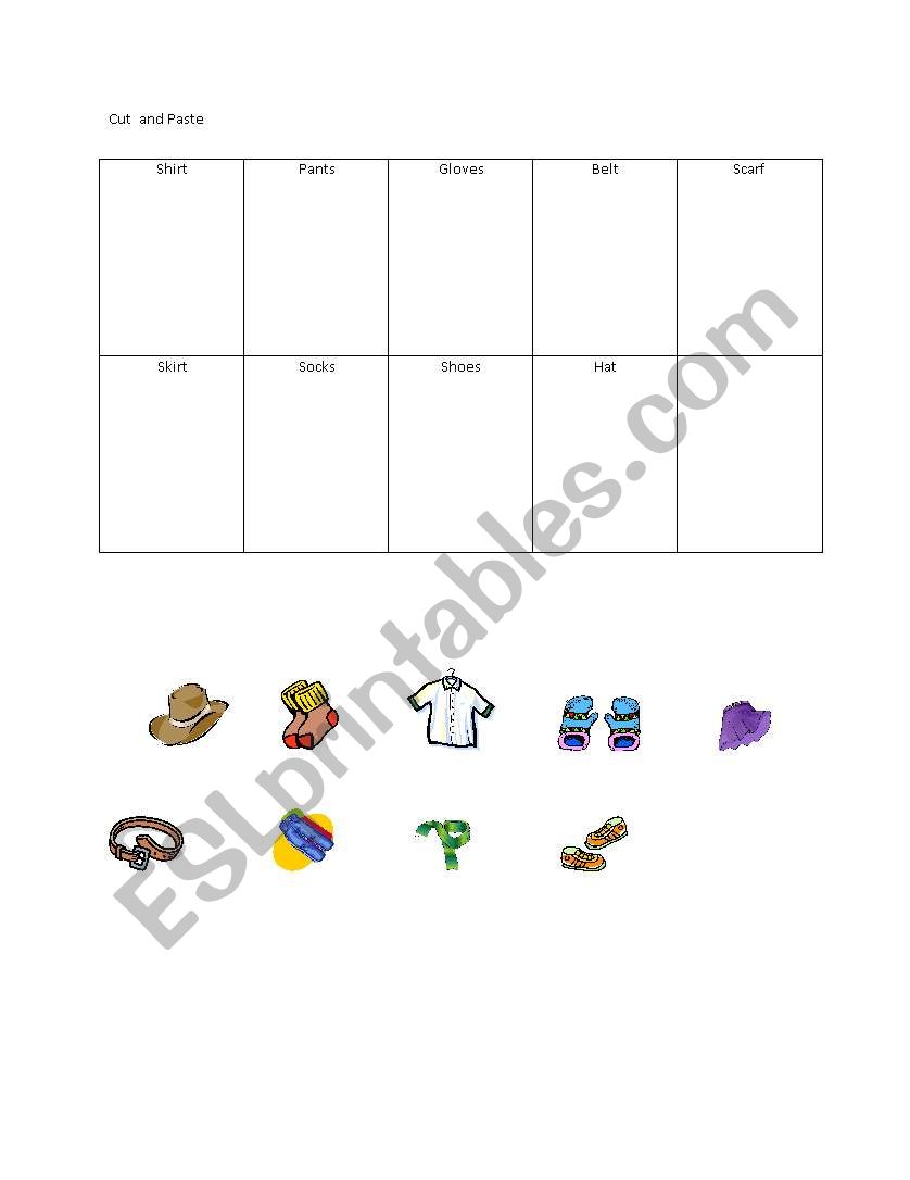 Clothes Worksheet worksheet