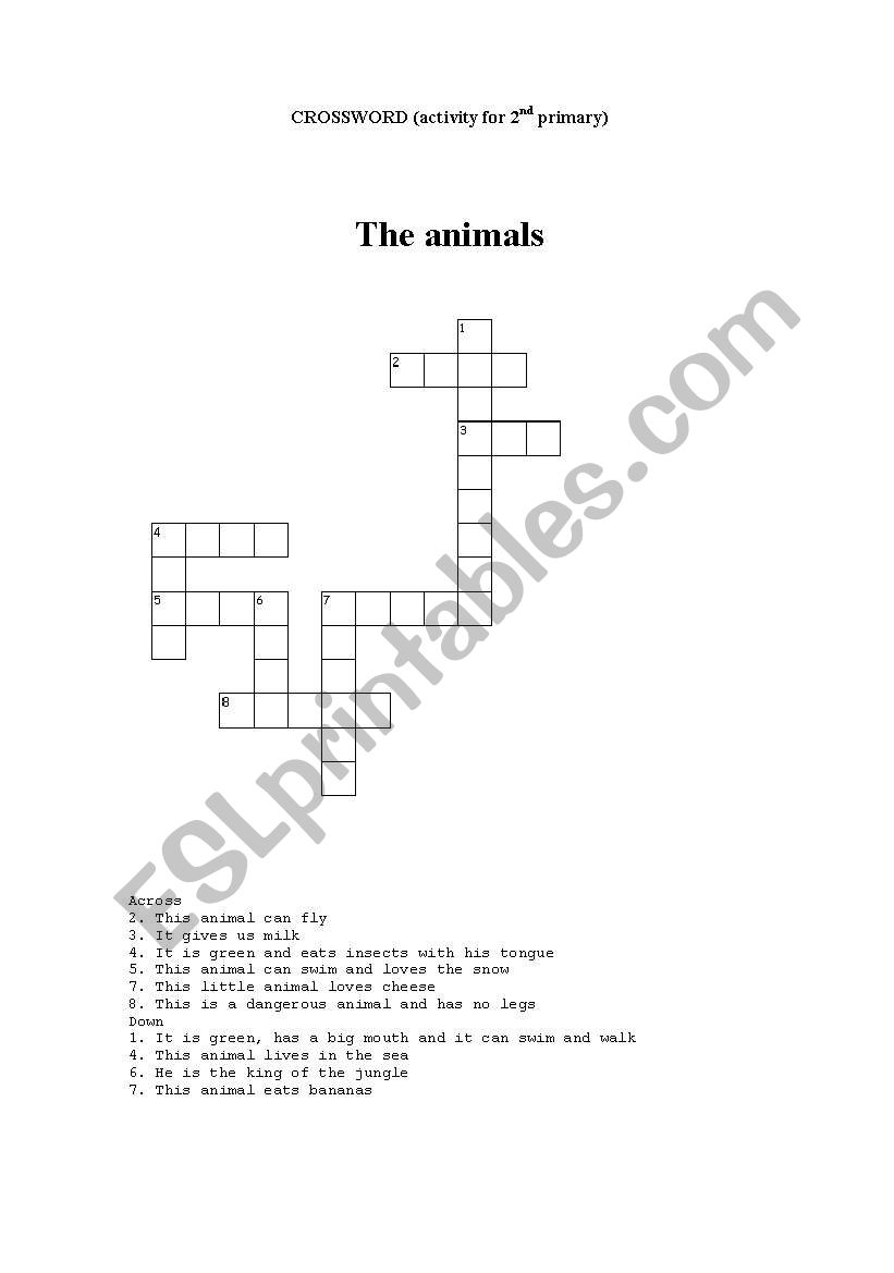 crossword worksheet